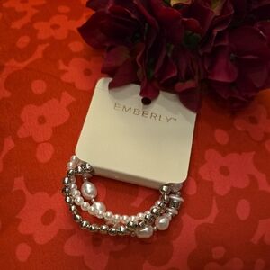 Kohl's Emberly Brand Silver and Pearl Bracelet